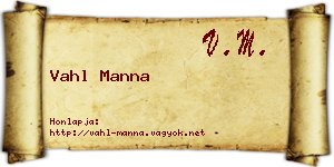 Vahl Manna névjegykártya